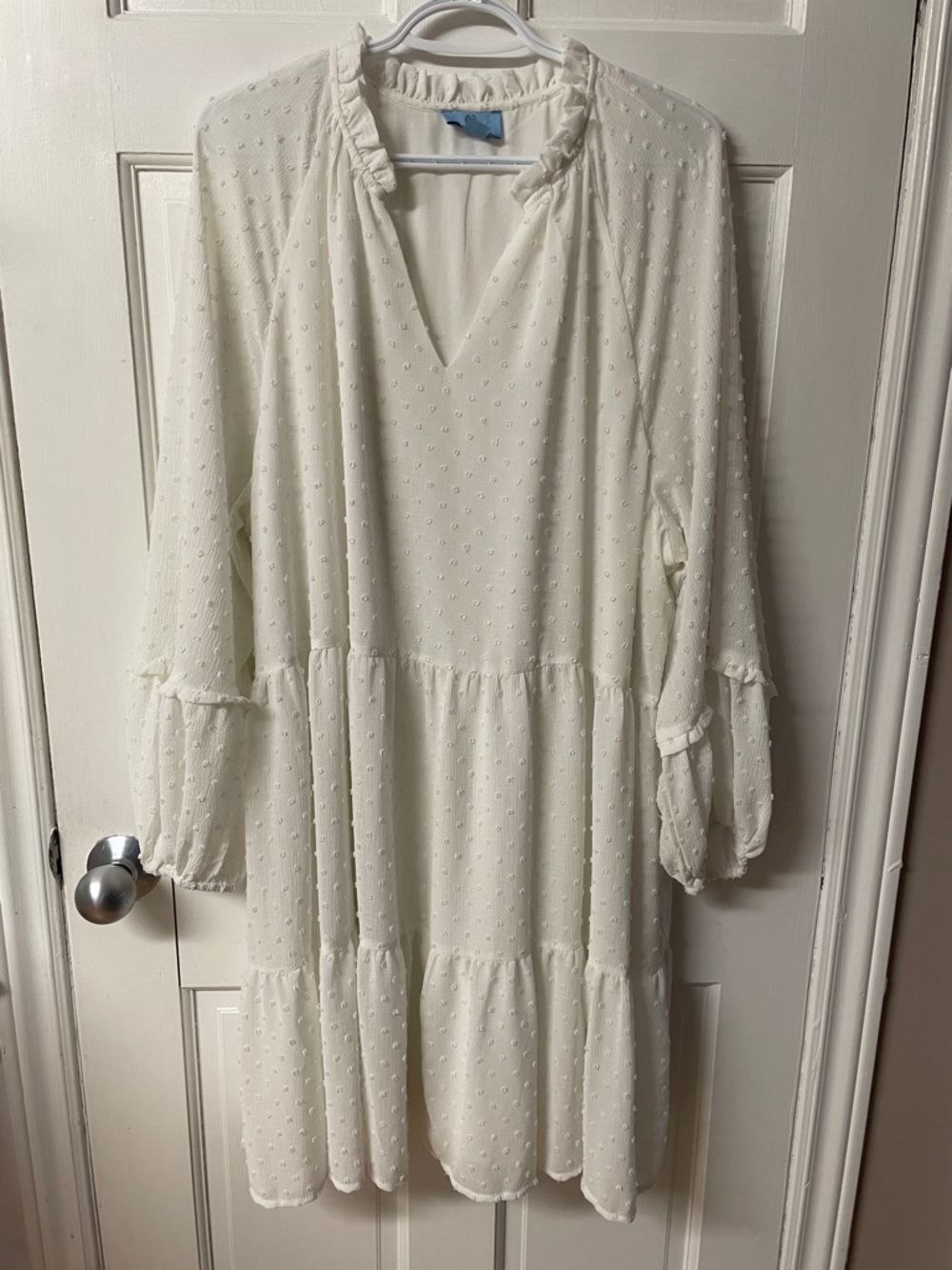 CeCe plus size V neck tiered white mini dress women’s size 3X